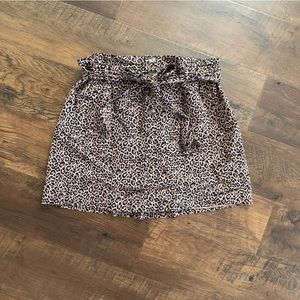 American Eagle cheetah print paper bag waistband skirt with button details.